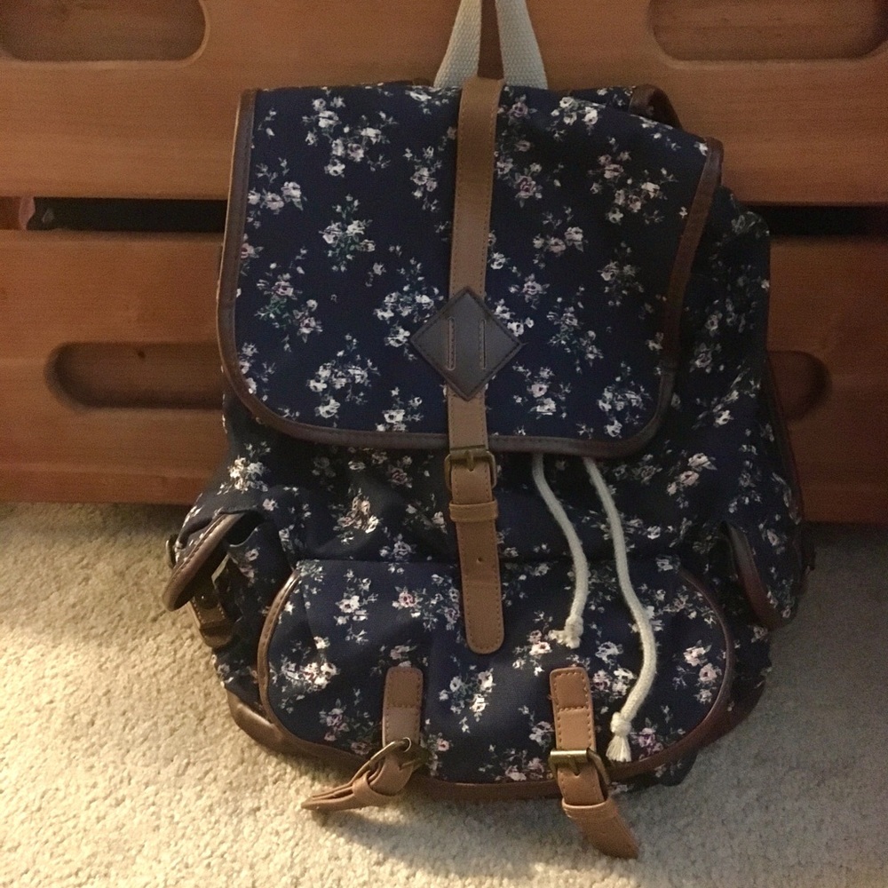 Black floral backpack